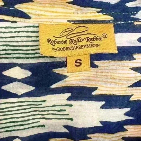 Robert Roller Rabbit Aztec Button Down Long Sleeve Shirt size Small Western - Picture 2 of 6